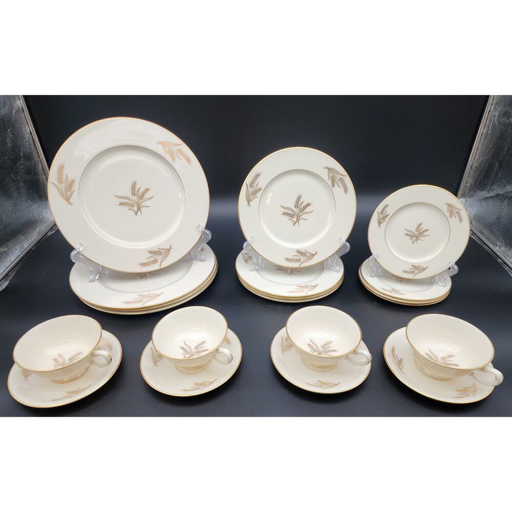 Vintage Lenox Harvest 20 Piece Place Setting 24K Gold Wheat Pattern USA R‑441